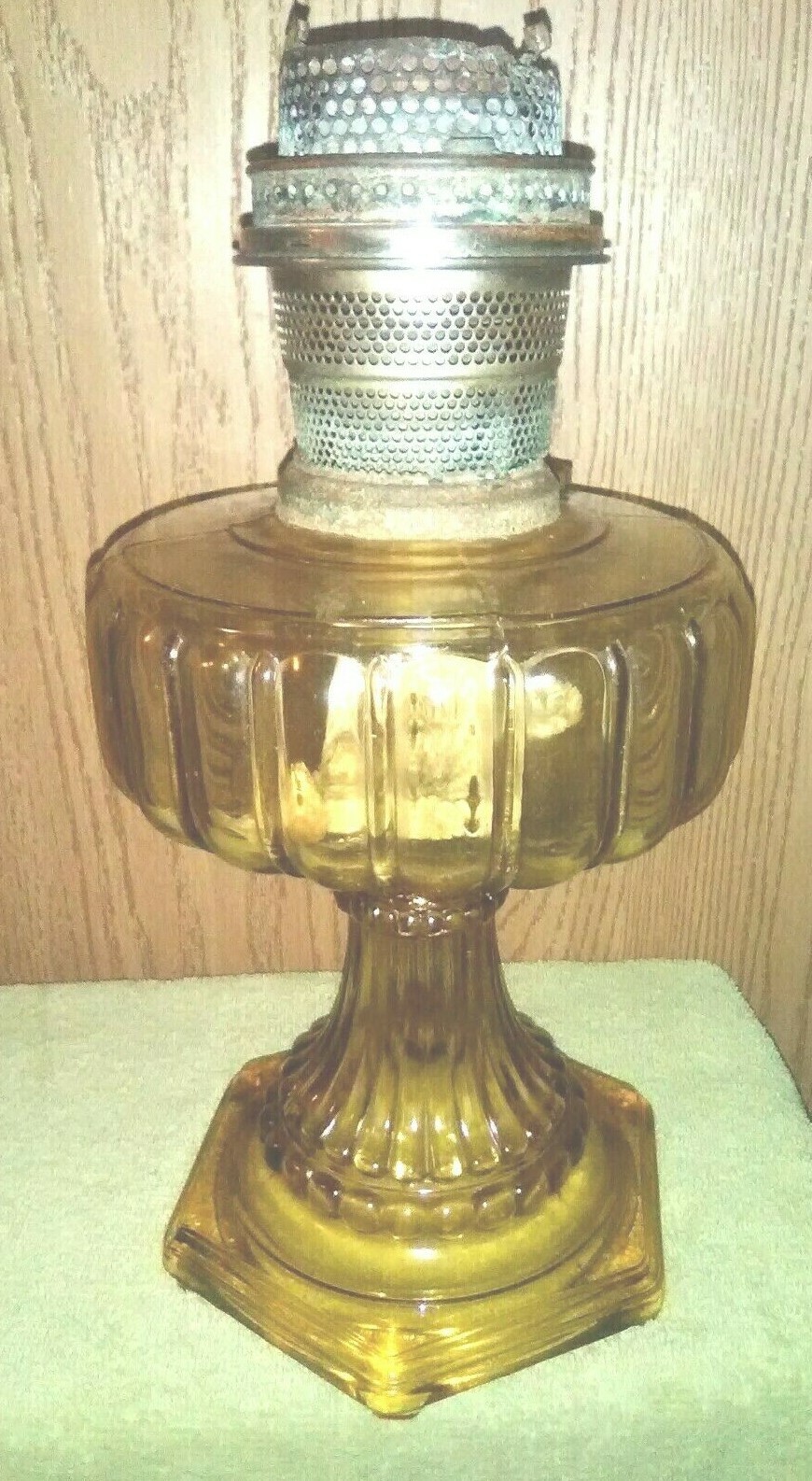 Amber Colored Glass Aladdin Kerosene Lamp.  NU-TYPE Model B