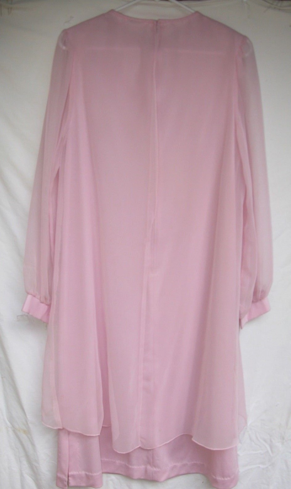 Women's Miss Formal Evening Prom Dress Pink Polyester Chiffon Glitz Size Lge