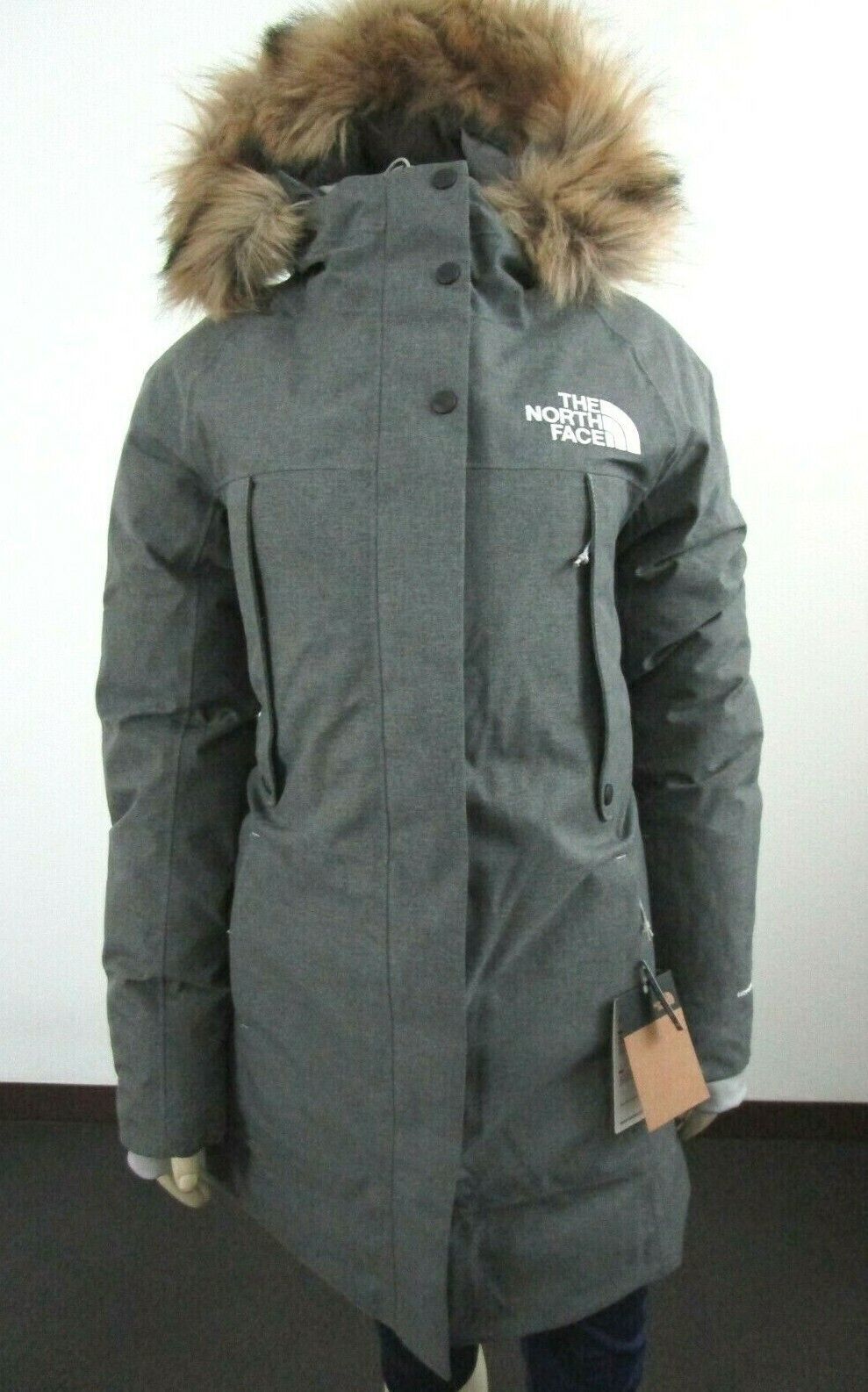 Pre-owned The North Face Womens Xxl  Outer Boroughs Down Warm Parka Jacket - Grey In Tnf Medium Grey Heather / Tnf White Logo