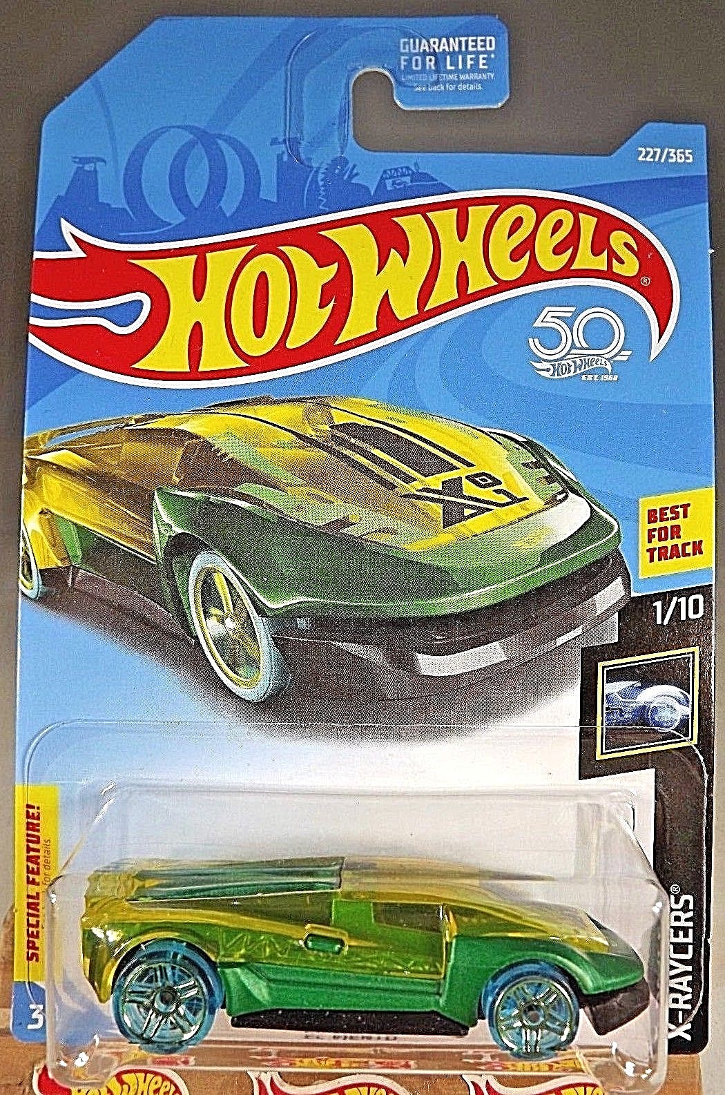2018 Hot Wheels #227 X-Racers 1/10 EL VIENTO Green Trans