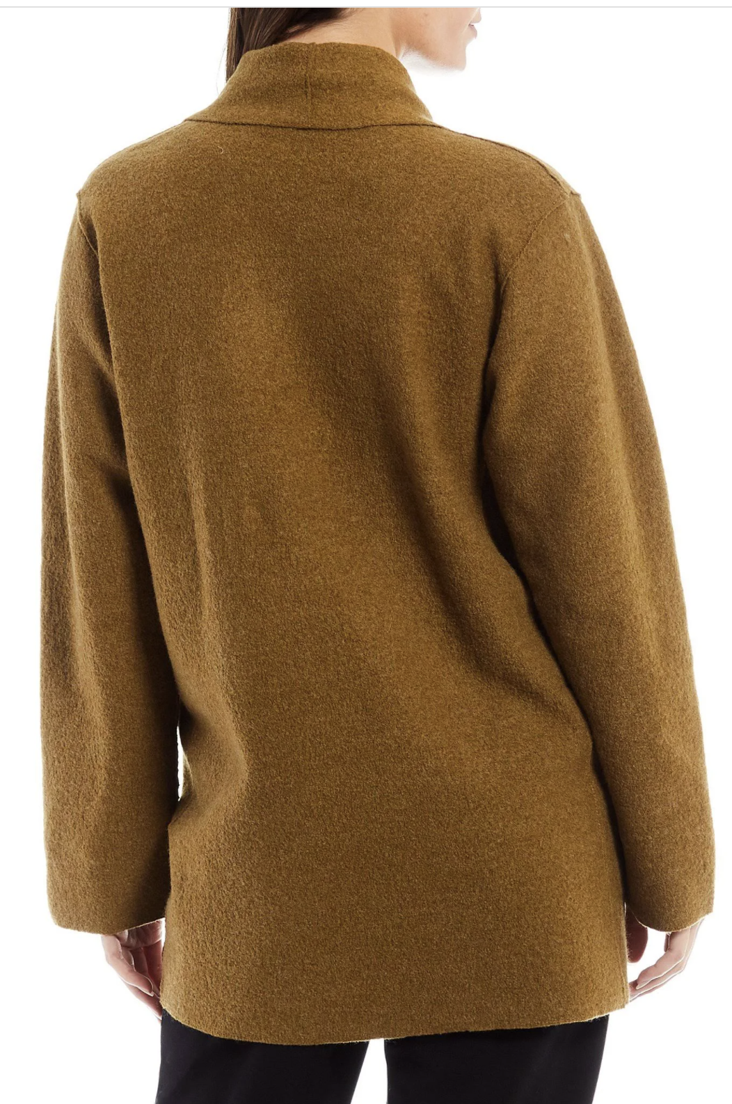 Pre-owned Eileen Fisher $348  Brownstone Boiled Wool High Collar Jacket 1x 2x 3x