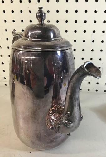 VINTAGE Antique SHERIDAN SILVER CO Silver ON Copper Coffee POT Set ORNATE