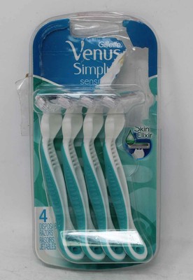 Gillette Venus Simply 3 Sensitive Disposable Razors 4 Ct (Distressed Packaging)