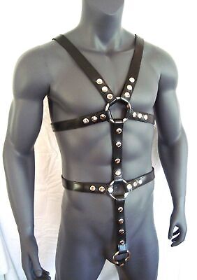 Men's Full Body Harness Genuine Leather with Custom C-Ring