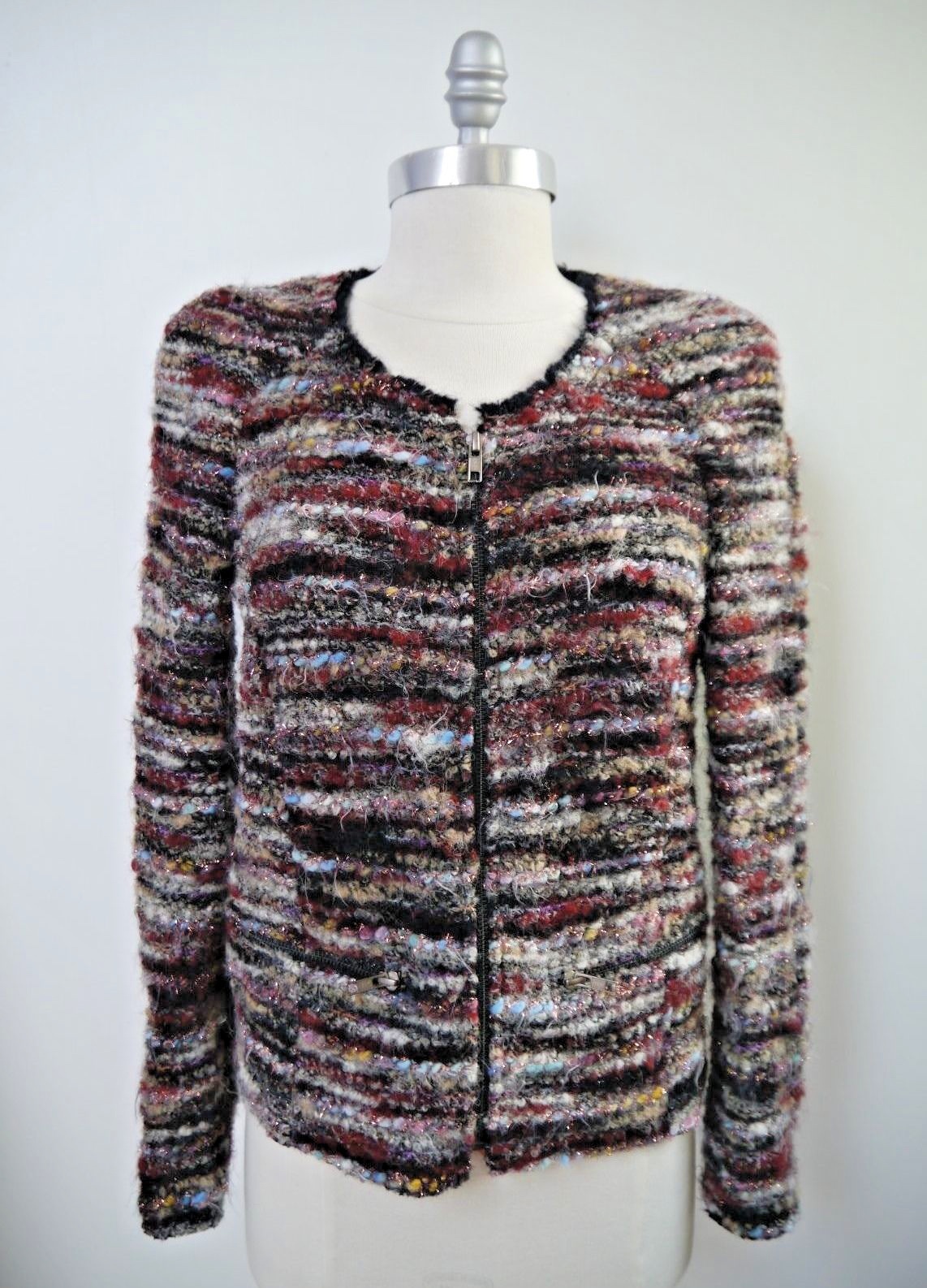 NEW ISABEL MARANT ETOILE Momo multi-color boucle zip front