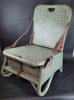 Vintage Wicker Folding Beach Chair Woven Beach Chair Portable Green