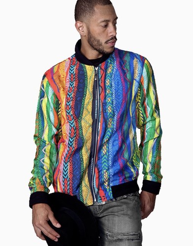 Pre-owned Coogi Silk Bomber Jacket Men's Size 3xl Multi Color Authentic $600 In Multicolor