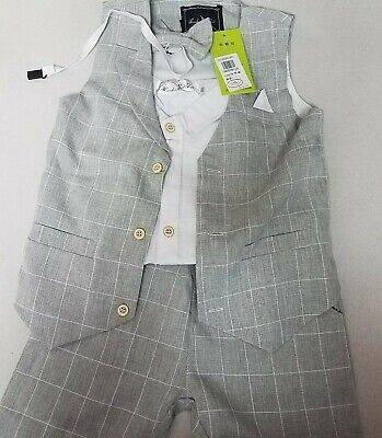 Luobo Beibei Kids' Boys' Slim Fit Casual 4-Pieces Formal Outfit Set, Gray, 11