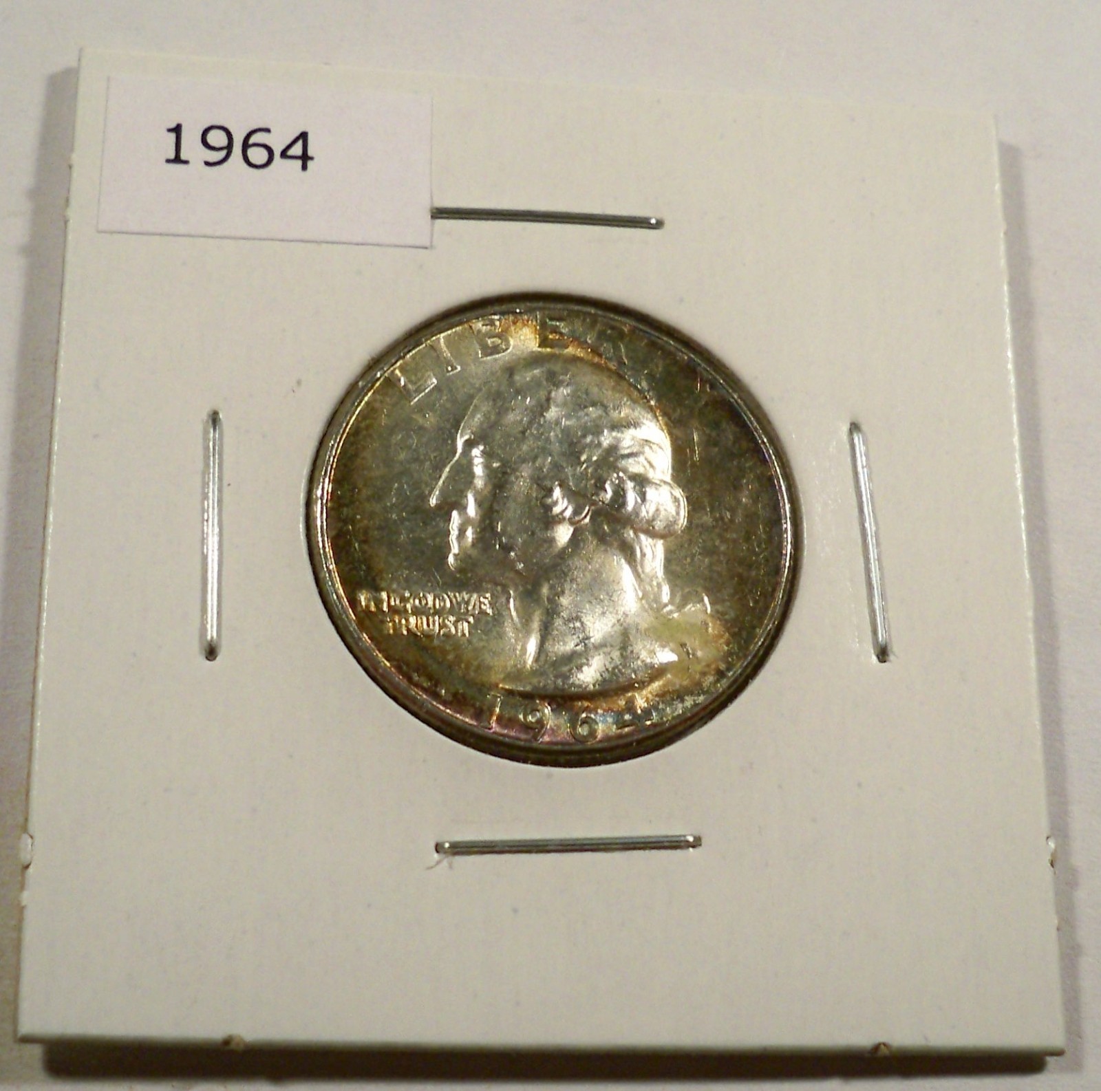 1964-P BU WASHINGTON QUARTER VERY NICE RAINBOW TONE SILVER