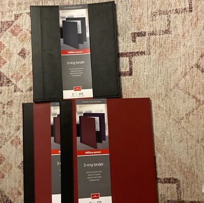 Office Depot  1 in  3-Ring Binders  Faux Leather  (3 Pk)