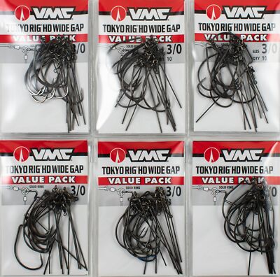 (LOT OF 6) VMC TOKYO RIG HD WIDE GAP 3/0 VALUE PACK THDWG#3/0BNVP H1204