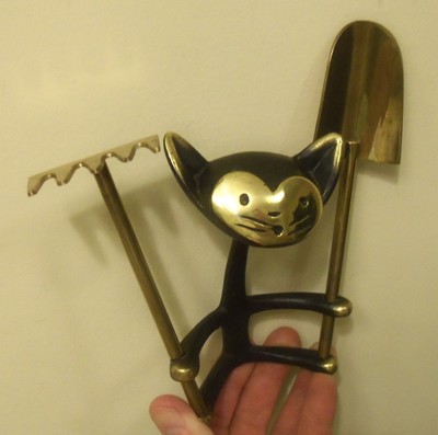 Walter Bosse Cat Garden House Plant TOOLS holder Hagenauer brass