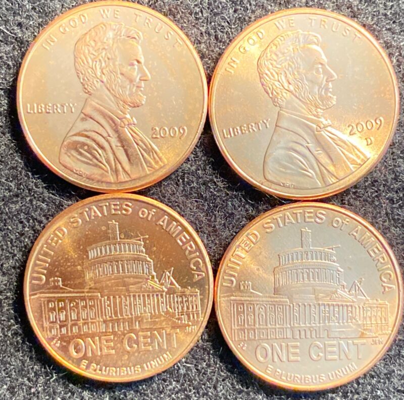 2009 BU /UNC Lincoln Bicentennial Presidency Cents P&D From Mint Rolls 2 Coins 