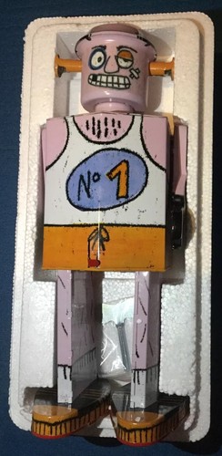 Tin Litho Walking Wind Up Robot Bobos Boxing Robot