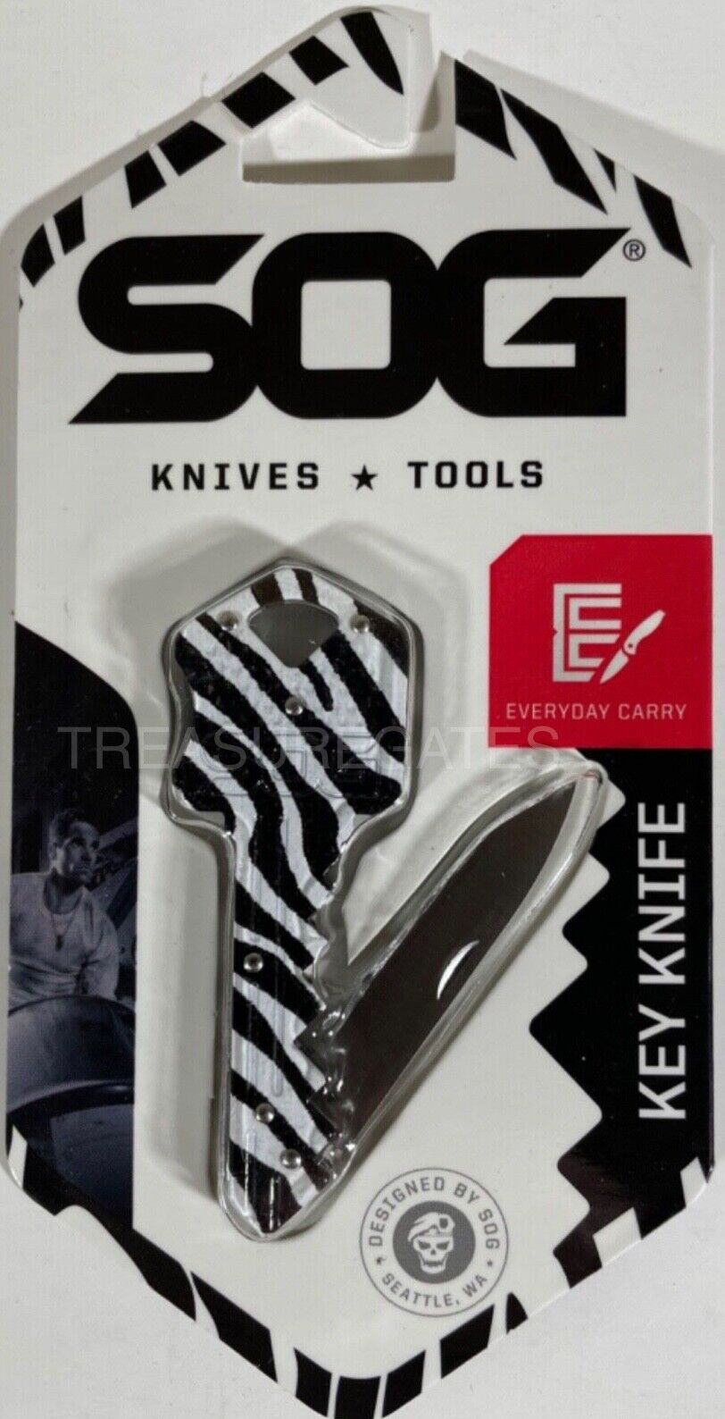 Key  1.5" Stainless Steel Blade Zebra Pattern  -new