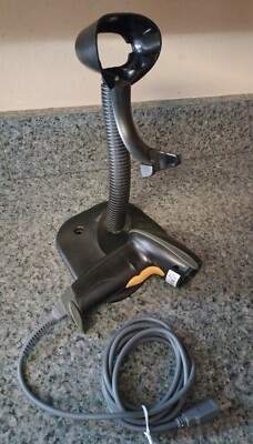 Symbol LS2208 Laser Barcode Scanner - Black/Yellow & Stand