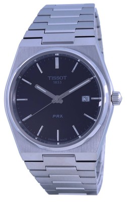 Pre-owned Tissot T-classic Prx Swiss Made Black Dial Quartz T1374101105100 100m Mens Watch