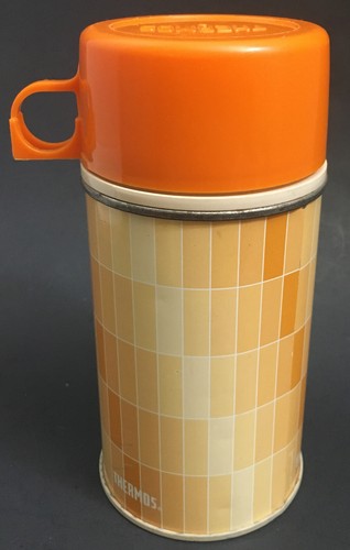 Vintage, Metal, Thermos, King Seeley, Orange Bottle