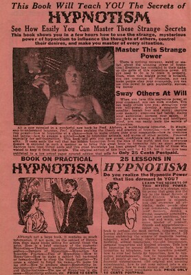 1936 small Print Ad of Secrets of Hypnotism, Practical Hypnotism strange power
