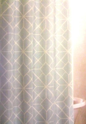 $40 - Apt 9 Light Blue & White Fabric Shower Curtain Pretty Mosaic NIP
