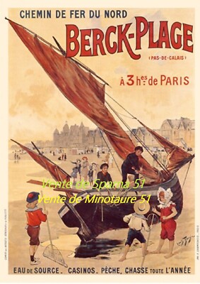 Berck-Plage ( Pas de Calais) - Chemin de Fer du Nord - affiche plastifiée