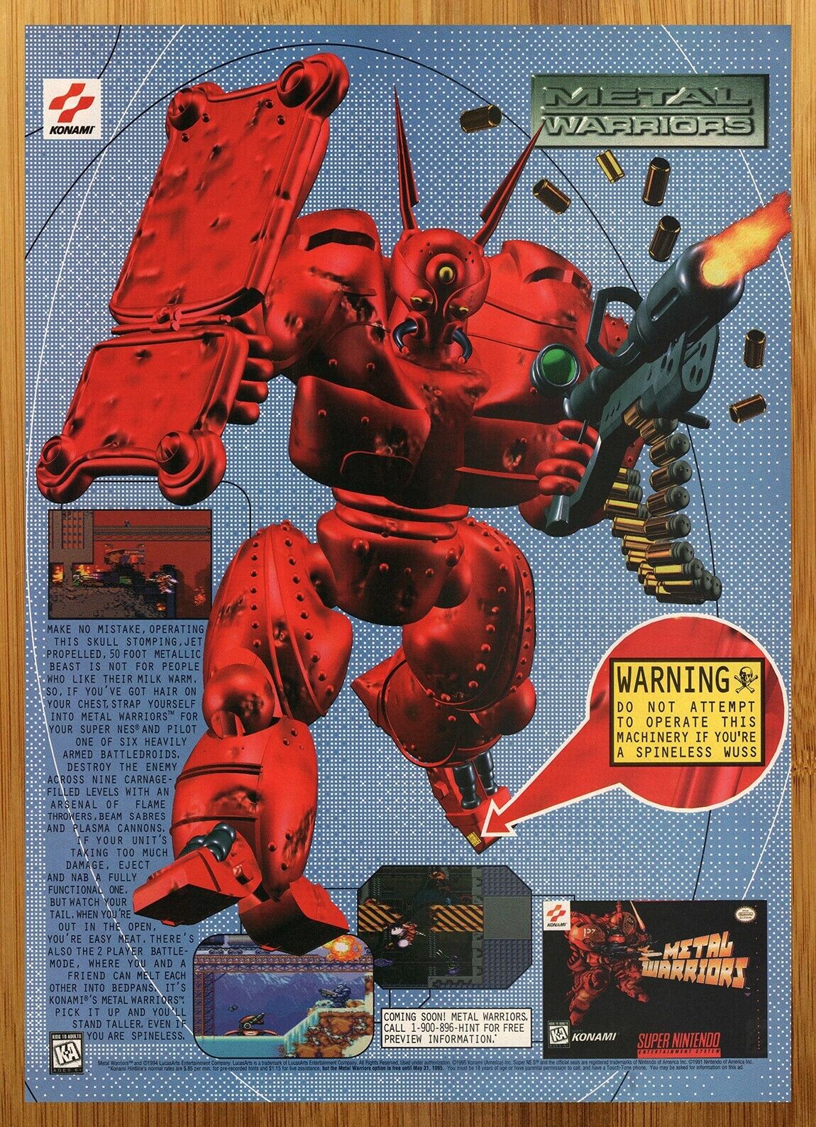 1995 Metal Warriors SNES Vintage Print Ad/Poster Authentic 1995 Metal Warriors SNES Vintage Print Ad/Poster Authentic