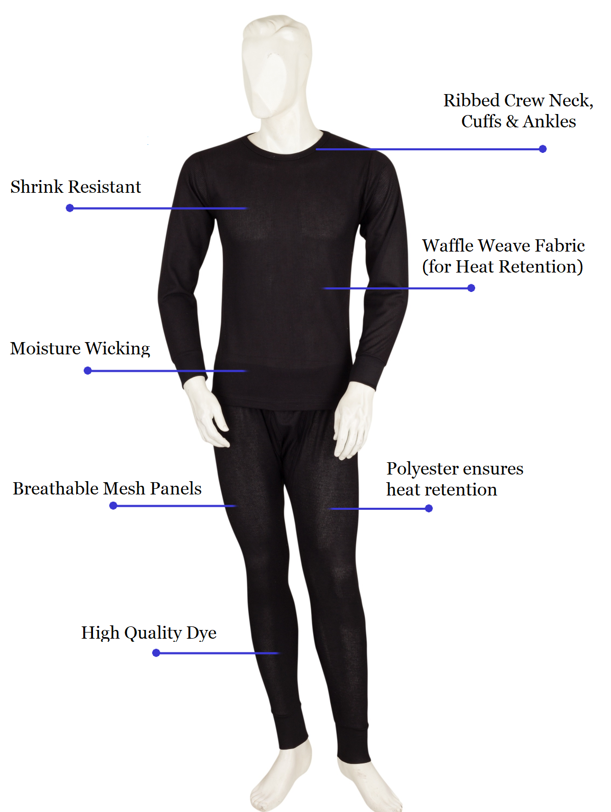 Styllion Mens Winter Thermal Underwear Set - Original Waffle Knit -  S to 5XL