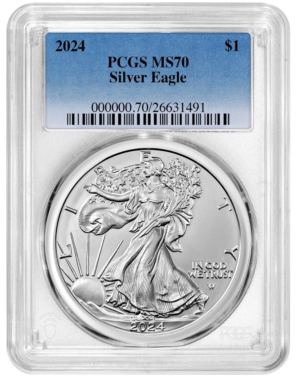 2024 1oz Silver American Eagle PCGS MS70 - Blue Label