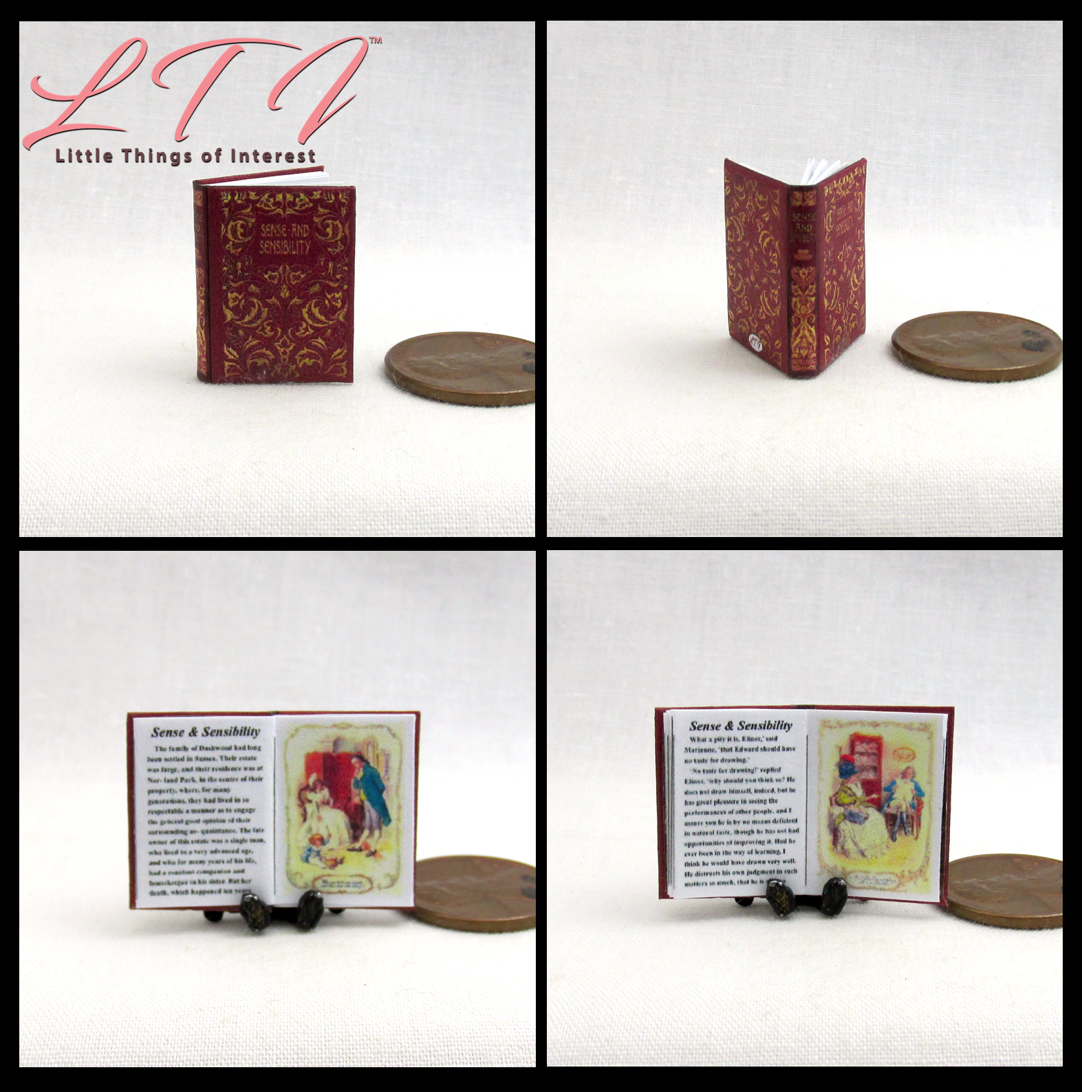 JANE AUSTEN Miniature Book Set 6 Readable Illustrated 1:12 Scale Books