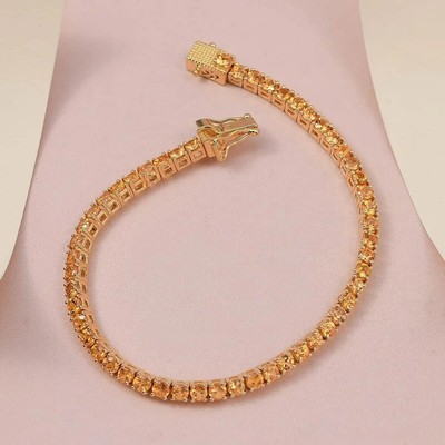 10 ct Round Lab Created Yellow Citrine Tennis Bracelet 14k Yellow Gold Finish