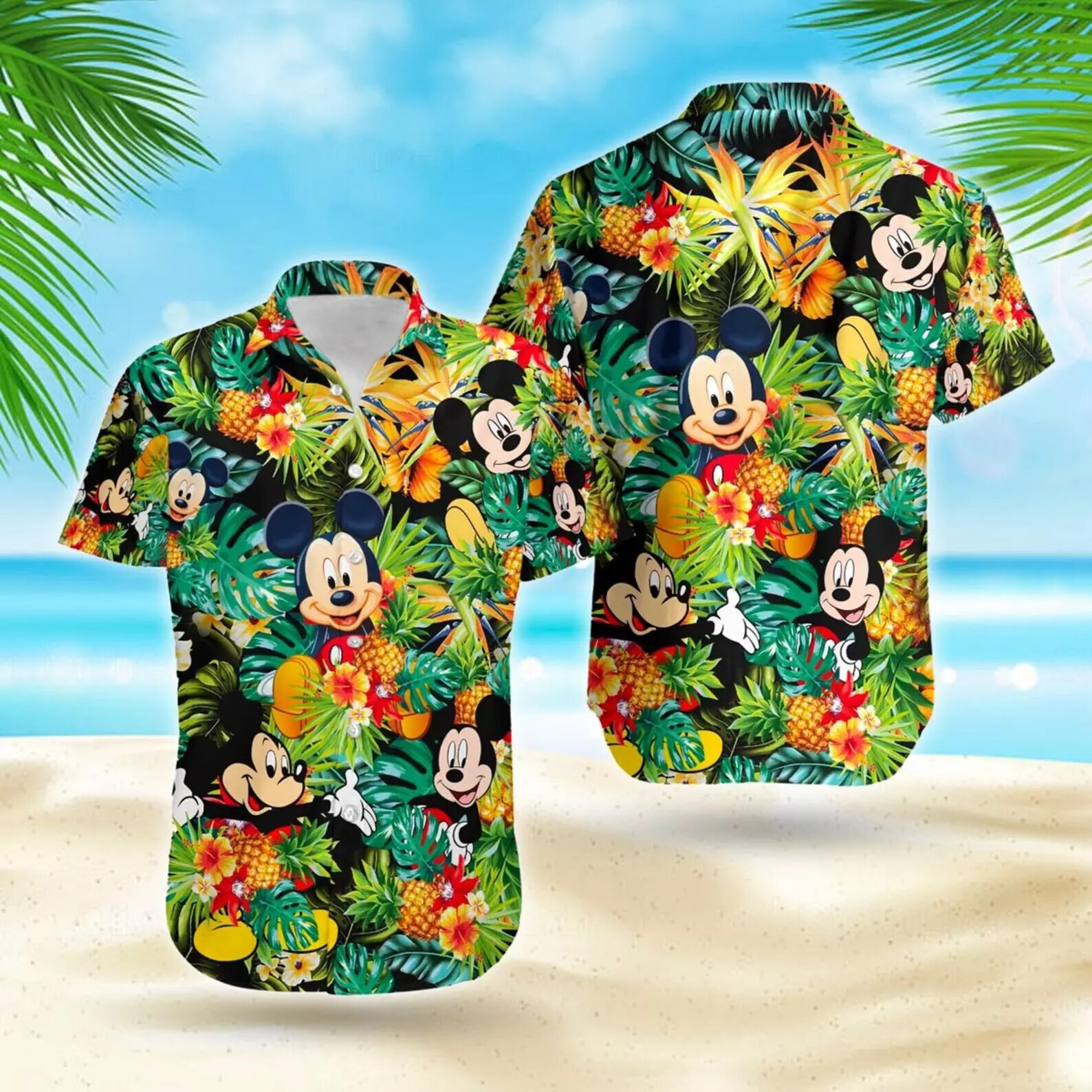 Mickey Mouse Pineapple Tropical Mouse Ears Cartoon 3D HAWAII SHIRT Best Price
