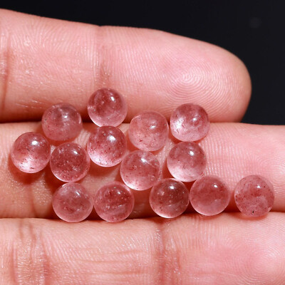 [WHOLESALE] NATURAL PINK STRAWBERRY QUARTZ CABOCHON ROUND SHAPE LOOSE GEMSTONE