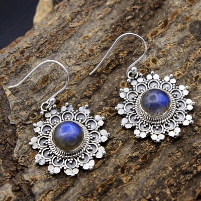 925 Sterling Silver Natural Labradorite Women Earrings Women Gift