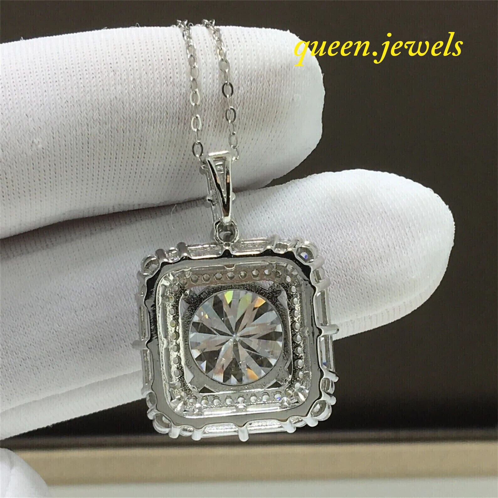Round Cut 1.90CT Lab-Created Diamond VVS1 Halo Pendant 14K White Gold Over - Picture 3 of 5