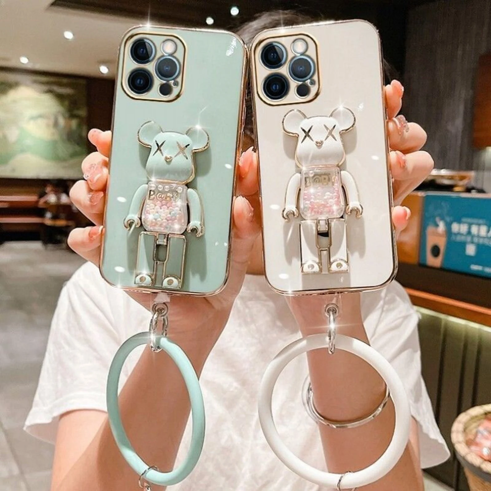 Girly Phone Case for iPhone 15 14 13 pro max with Bracelet
