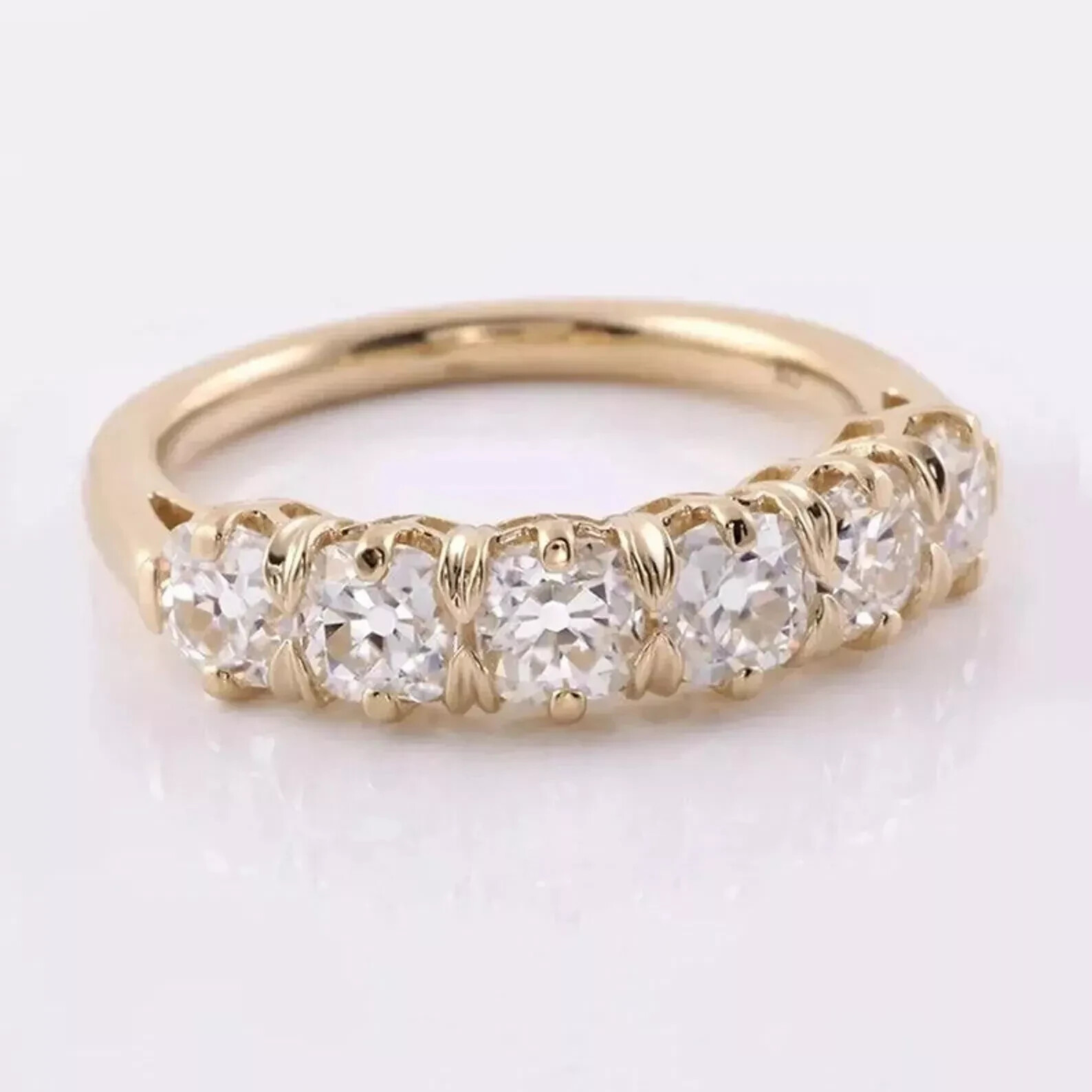 4.27Ct Vintage Art Deco Style Round Lab Created 14K Yellow Gold FN Ring