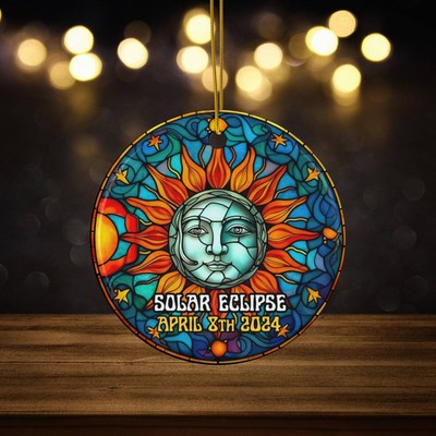 Moon Sun Total Solar Eclipse 2024 Ceramic Ornament For Astronomy Lovers Faux