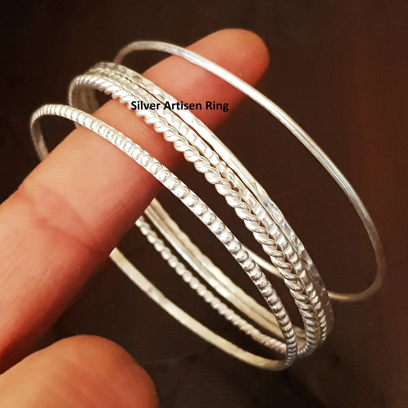 925 Sterling Silver Bangle, Set Of 5 Silver Bangle, Set of 5