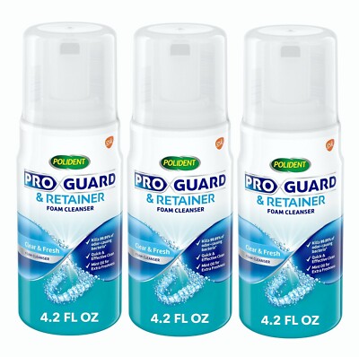 (3 Pack) Polident Pro Guard & Retainer Foam Cleanser Sealed Exp 2023