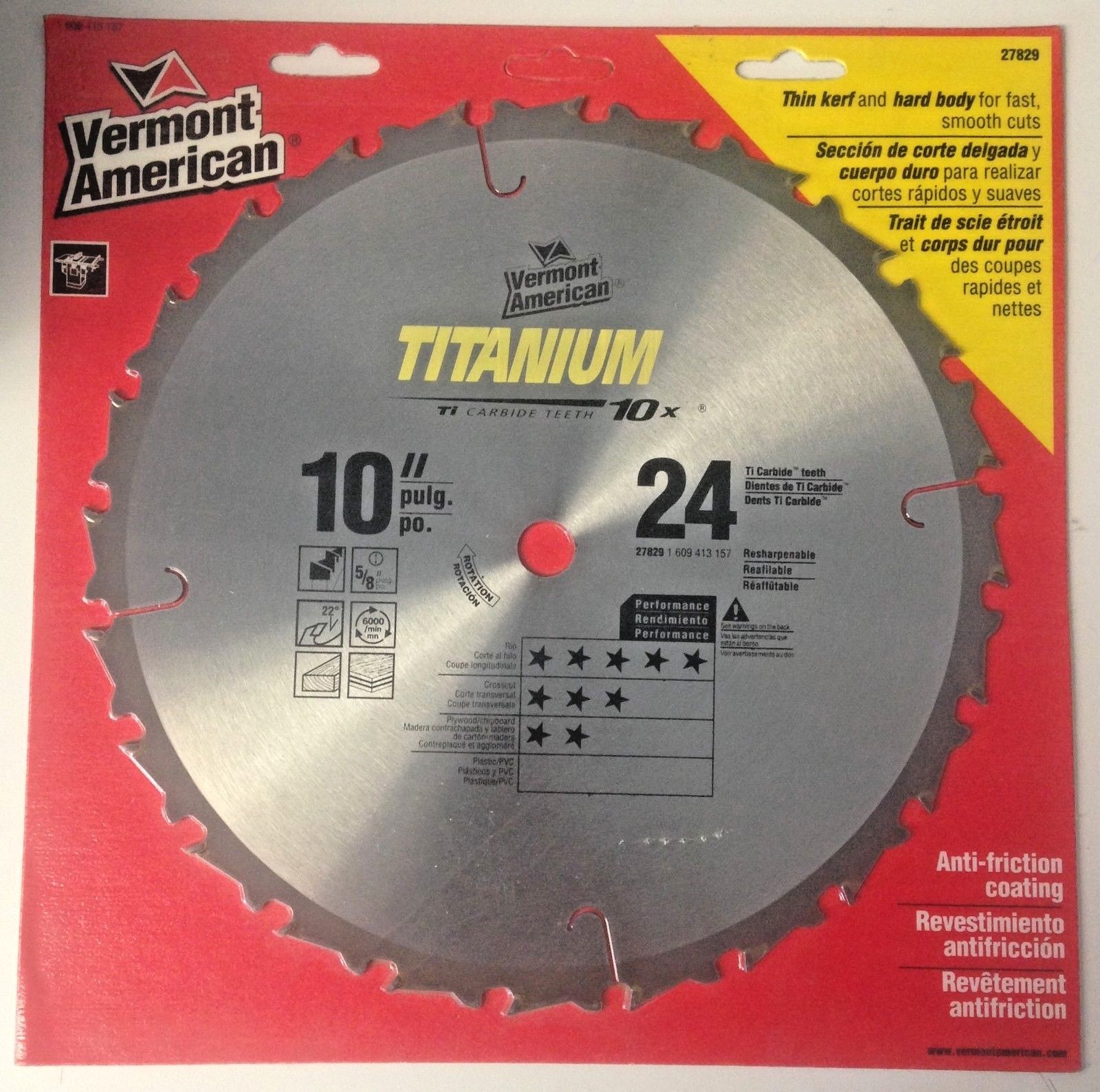 Vermont American 27829 10" x 24 Carbide Teeth Thin Kerf Circular Saw
