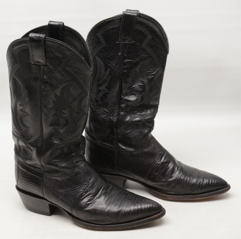 靴 00s JUSTIN Westernboots realleather 10.5 Justin 8105 Teju Lizard Cowboy Boots Mens 10.5 E Black Western J