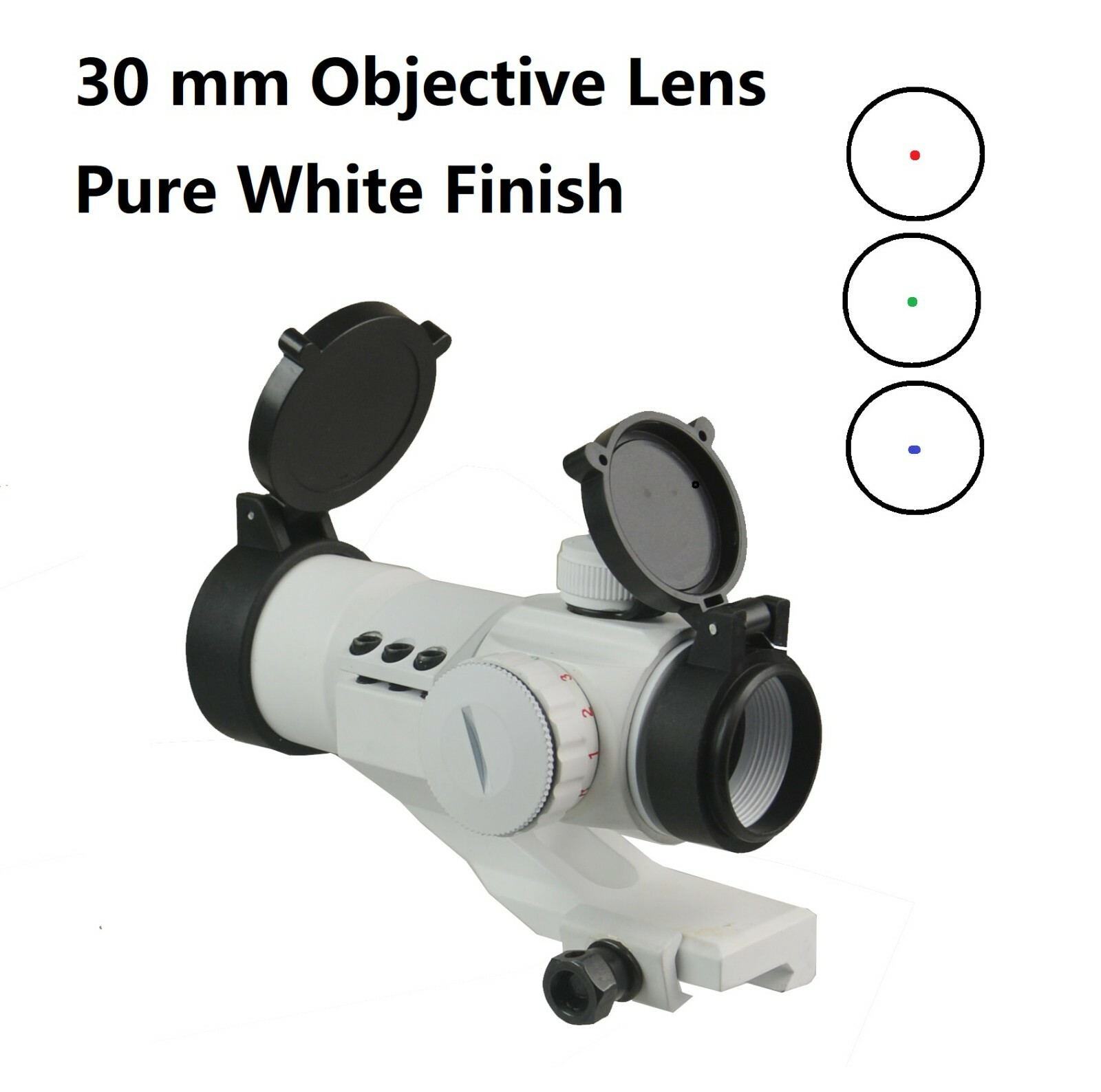 Pure White Finish 1x30 Red Green Blue Dot Sight With