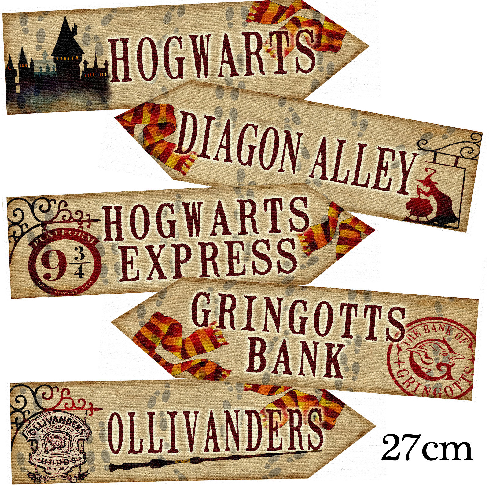 set-of-5-harry-potter-arrows-signs-prop-printed-party-room-decoration-350gm-set2-ebay-uk