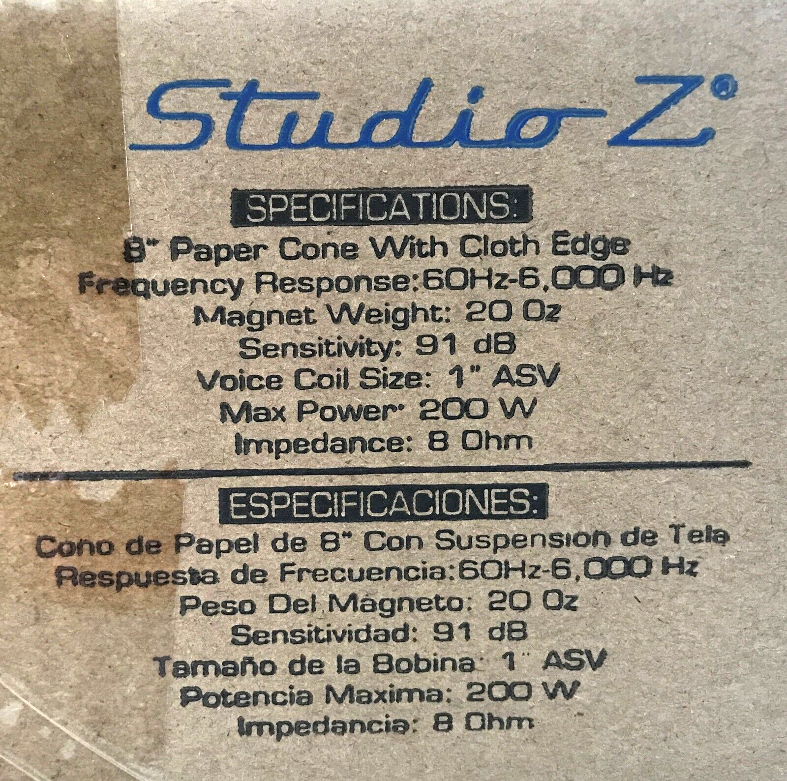 Pair 8" inch 8 ohm HQ WOOFERS Bass Speaker Studio Home Cabinet Box Replacements