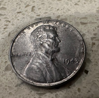 1943 Steel Wheat Penny No Mint Mark Error On E. P  on Back Extremely Rare