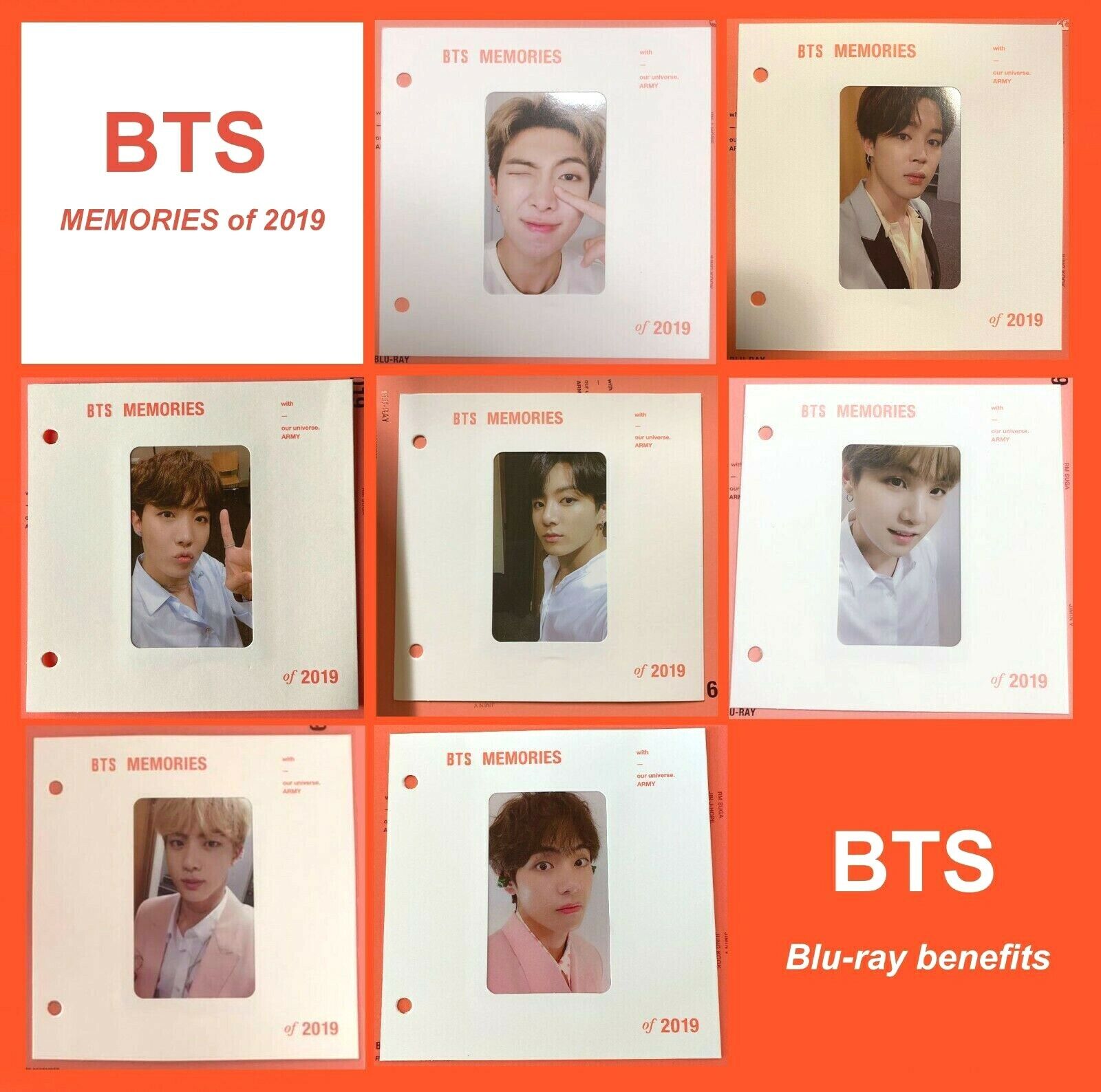 BTS Memories 2019 Blu-ray Photocard V Jungkook JIMIN SUGA RM BTS Memories 2019 Blu-ray Photocard V Jungkook JIMIN SUGA RM