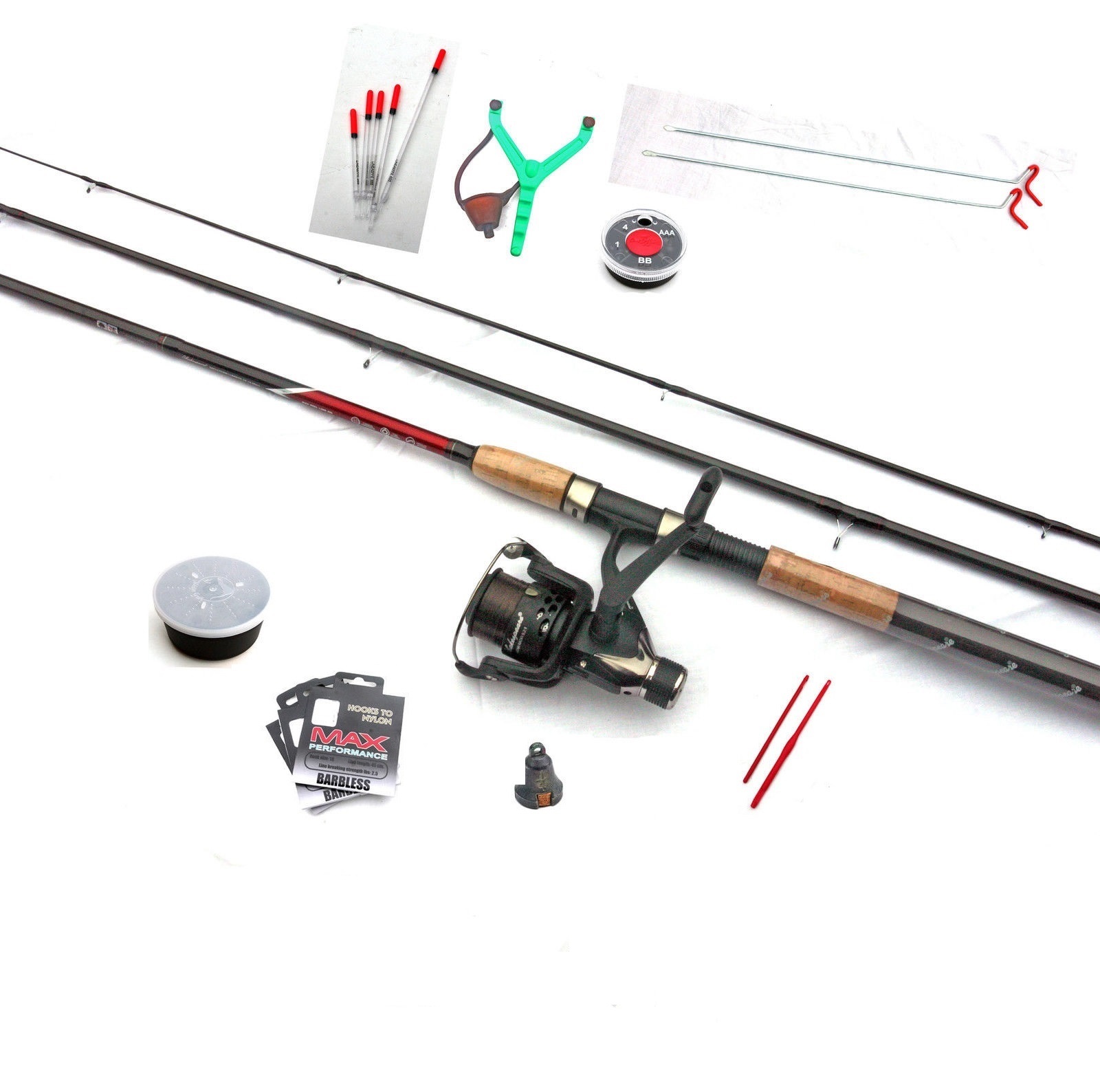 Shakespeare Float Fishing Kit Set Rod Reel Hooks Floats Rest Catapult