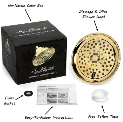 Massage & Mist Shower Head (Aqua Elegante) - Polished Brass