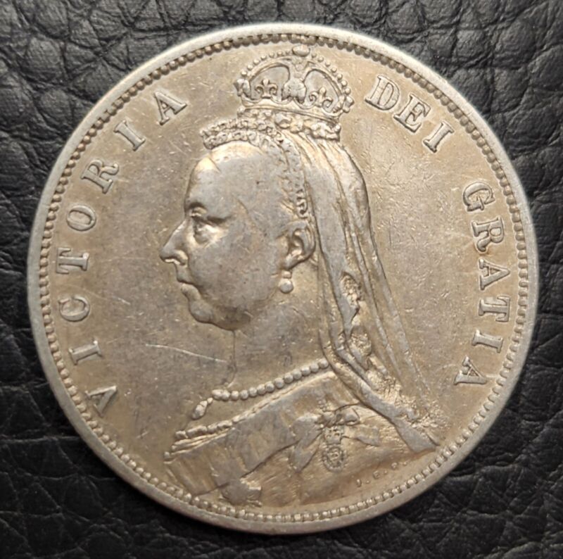 Silver 1887 Great Britain 1/2 Half Crown | VF Condition