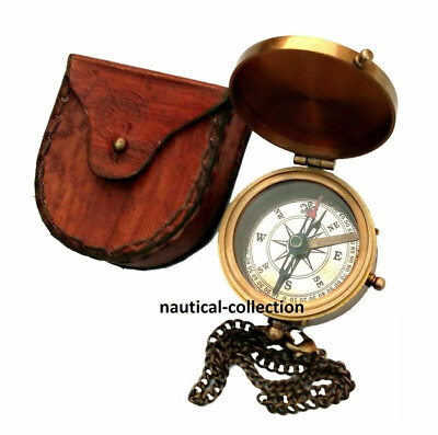 Antique Brass Pocket Compass~Vintage Victorian Dollond London Copper Dial Compas